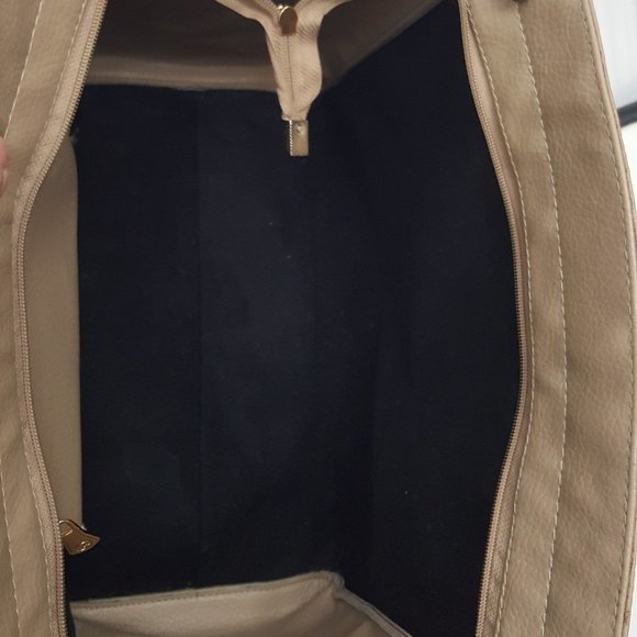 Women's MICHAEL KORS Large Luggage  Beige Leather Satchel Bag Tote Handbag - Picture 11 of 16